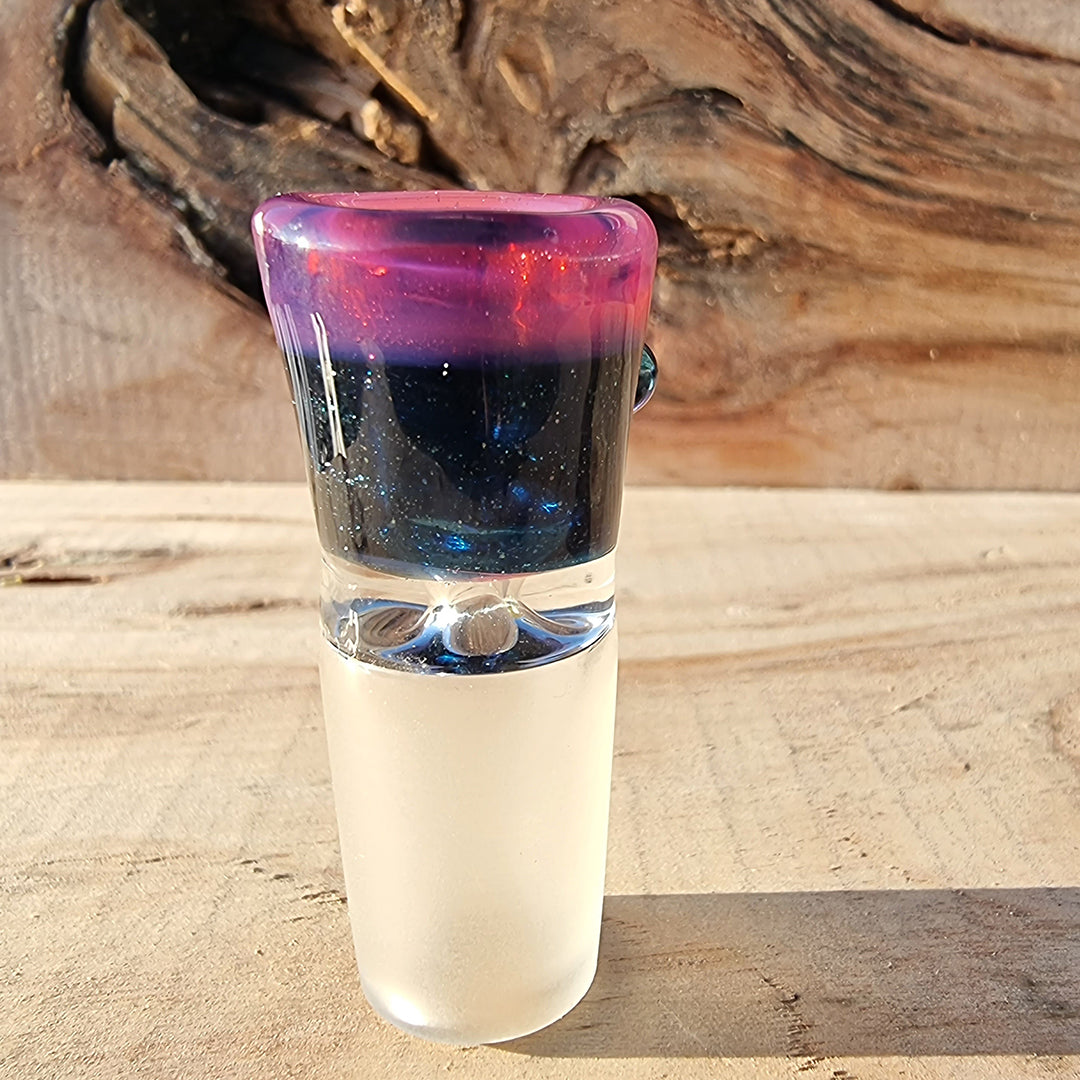 AKLBackyard - Two Tone - Molten Aura Telemagenta & Heavy Blue StarDust - Single Hole - Glass Bowl - 18mm